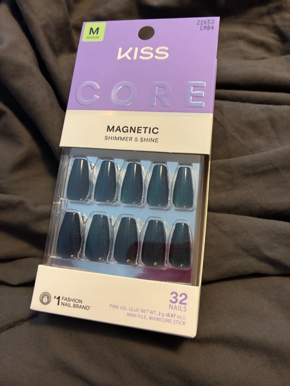 Kiss Core Magnetic Shimmer Press-On Nails - Deep Teal Shimmer